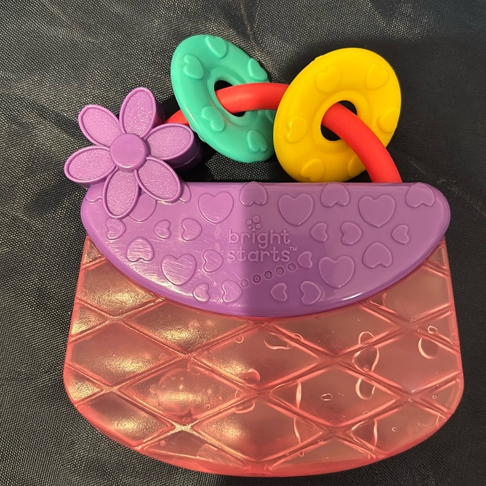 Bright Starts Carry & Teethe Purse Chillable Teether Toy, Ages 3 months +, Pink